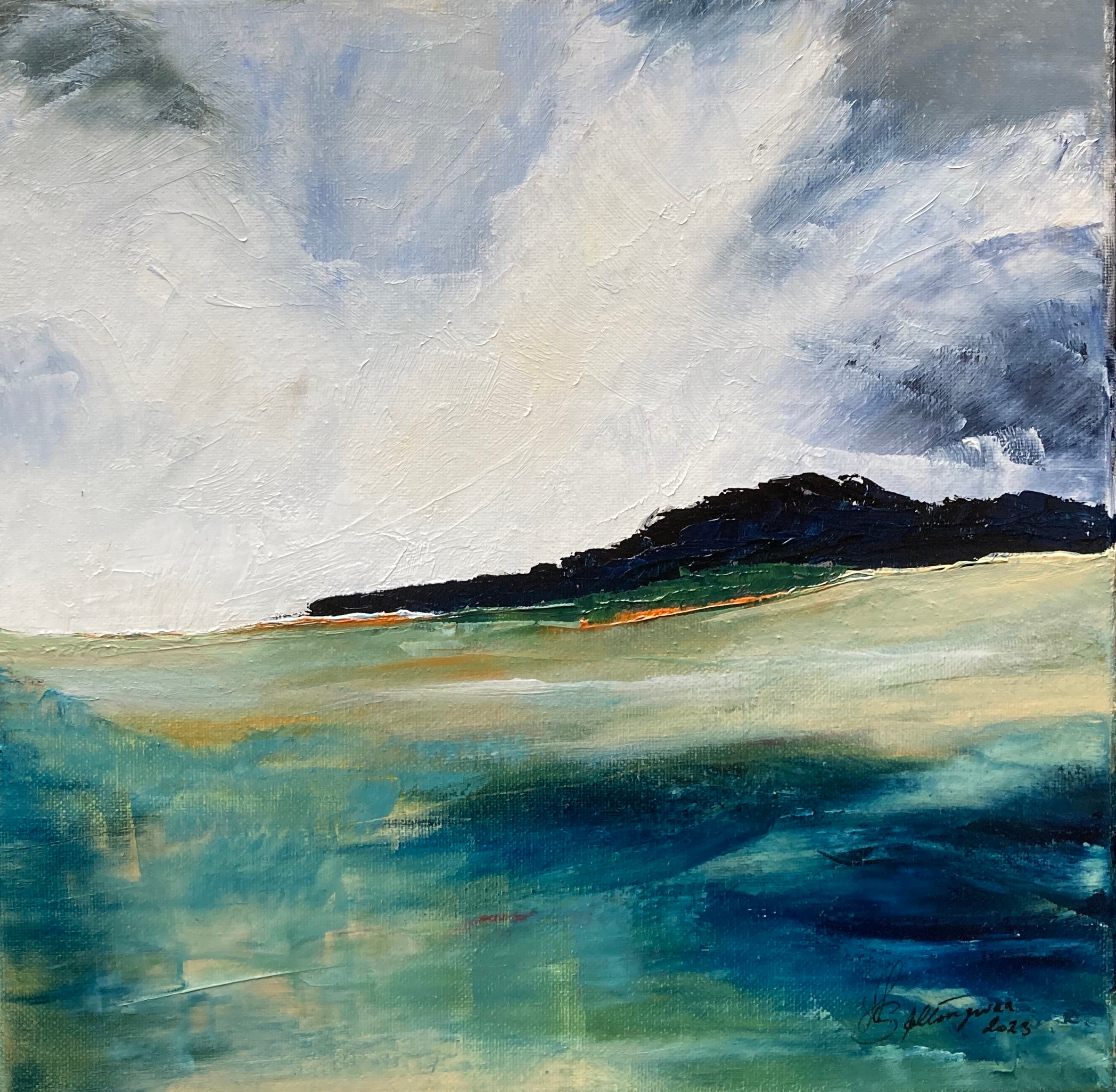 billede nr 54" Stilhed før storm" Olie på lærred.
Mål 30 cm x 30 cm. Pris 1200 Dkr.