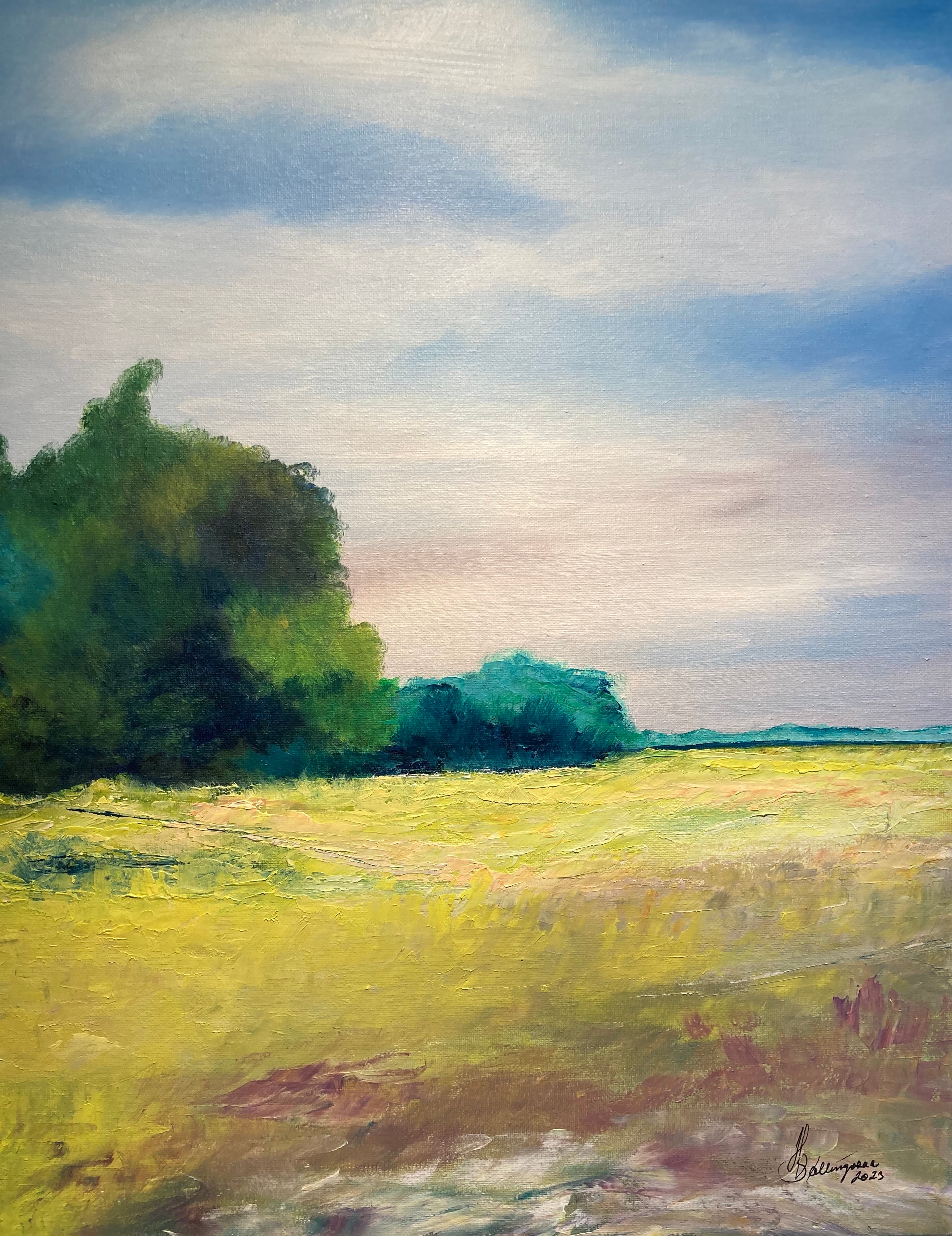 Billede nr 57 " Hvor Skoven begynder" Olie på lærred. mål. 40 cm x 50 cm. Pris 2000 Dkr.