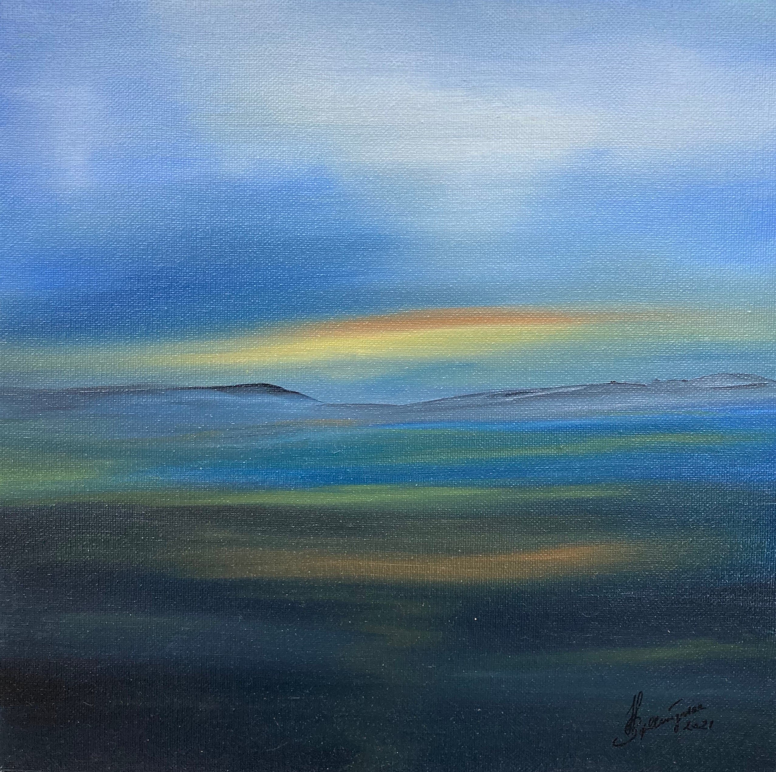 Billede nr 9 "Morgengry " Olie på lærred, mål 30 cm x 30 cm
Pris 1200 Dkr