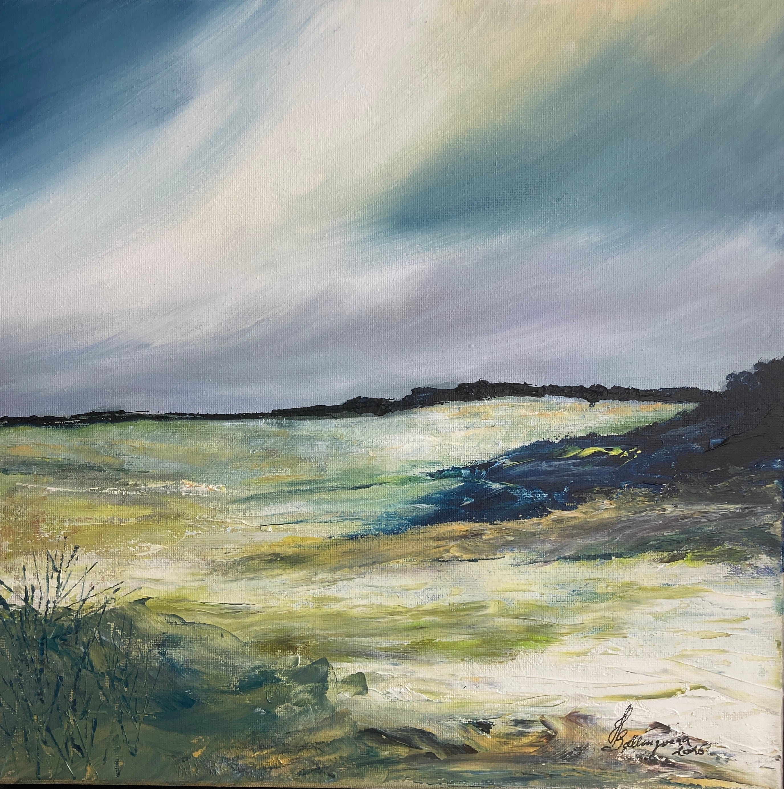 Billed nr 97 - " Forår " Mål 30 cm x 30 cm
Olie på lærred - Pris 1200 Dkr